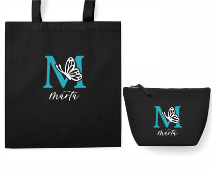 Pack Ahorro Tote Bag + Neceser Negro Personalizable